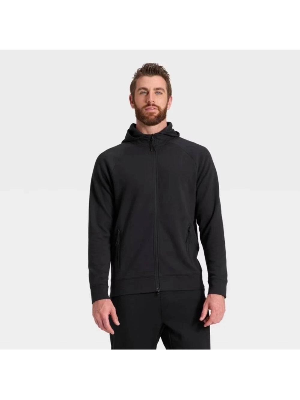 NWT all in motion Men's Black pointe Full-Zip Hoodie zip pockets size M